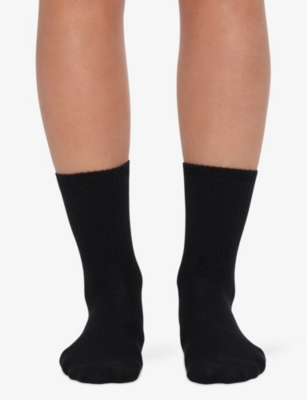 SKIMS: Ribbed Stretch Cotton-Blend Crew Socks Pack of Three