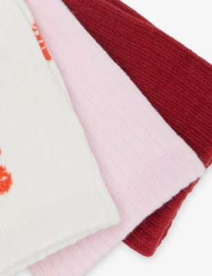 SKIMS: Ribbed Stretch Cotton-Blend Crew Socks Pack of Three