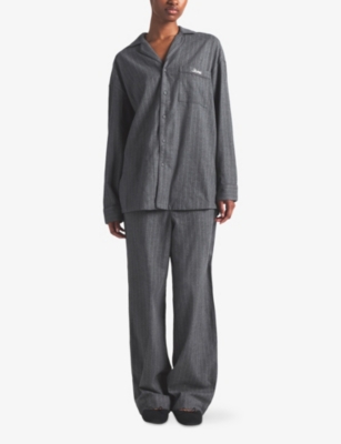 SKIMS: Striped Flannel Cotton Sleep Set