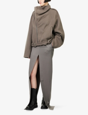 Rick Owens Womens Dust Sliced Wool Maxi Skirt In Brown