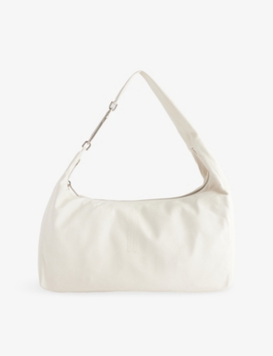 Rick Owens Womens Milk Cropped Gemini Leather Shoulder Bag In White
