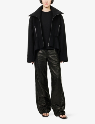 Rick Owens Womens Black Draculimo Brushed Wool Jacket In Black