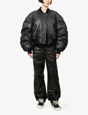 Rick Owens Womens Black Secchia Flight Cotton-blend Down Bomber Jacket In Black