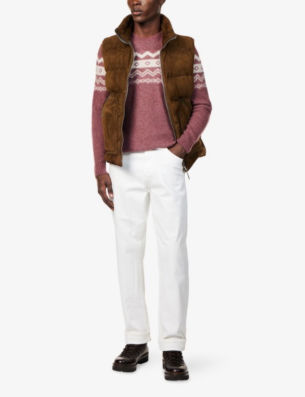 Patterned Crew-Neck Silk-Cashmere Blend Jumper