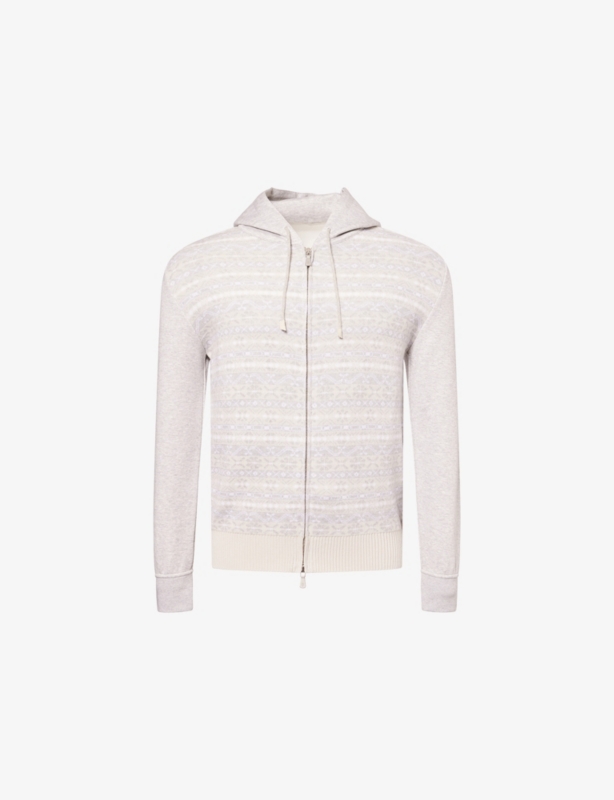 Contrast-Texture Regular-Fit Wool Hoodie