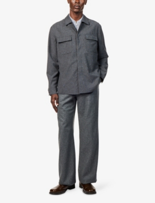 ELEVENTY: Speckled-Pattern Long-Sleeve Wool-Silk Blend Overshirt