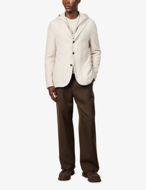 Three Roll Hooded Wool Jacket