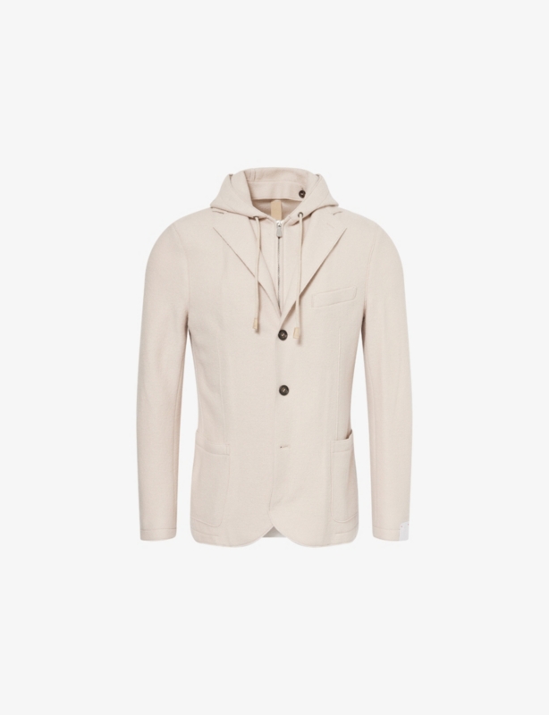 Three Roll Hooded Wool Jacket