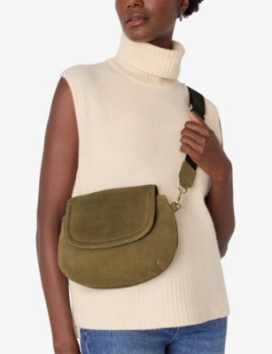 Whistles Womens Khaki/olive Nala Suede Cross-body Bag In Brown