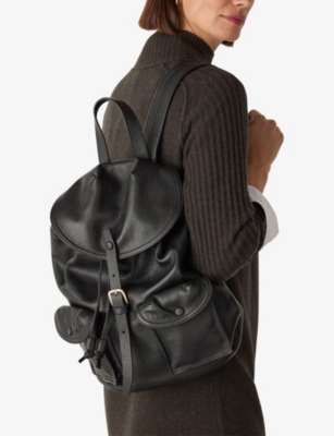 Whistles Sierra Leather Pocket Backpack In Black