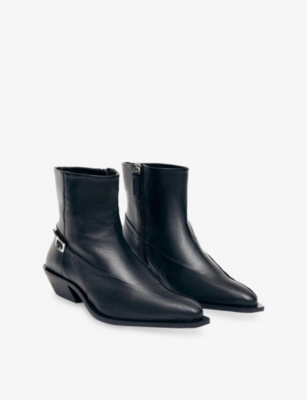ALOHAS: Lizzie Buckle Leather Heeled Ankle Boots