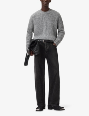 Allsaints Mens Coby Relaxed-fit Wool-blend Jumper Grey Marl In Gray