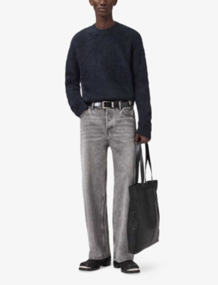 Allsaints Mens Coby Relaxed-fit Wool-blend Jumper Ink Blue In Blue
