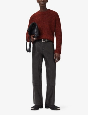 Allsaints Mens Rust Red Myles Oversized-fit Mohair-blend Jumper In Brown