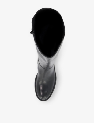 Dune Womens Black Leather Taisy Leather Heeled Knee-high Boots Eur 36 / 3 Uk In Black