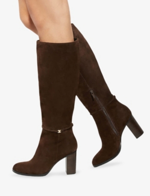 Dune Womens Brown Suede Starlling Suede Heeled Knee-high Boots Eur 40 / 7 Uk In Brown