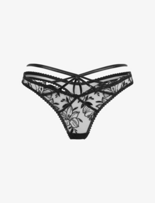 Agent Provocateur Womens Black Ozella Lace Thong Xxl