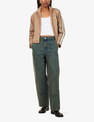 Obey Womens Yellow Tint Wash Leah Baggy Denim Jeans In Gray