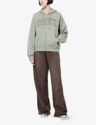 Obey Womens Shadow Collegiate Cotton Hoody In Gray