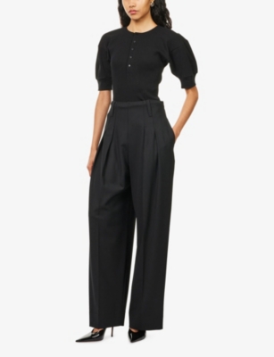 VICTORIA BECKHAM: Henley Ribbed Stretch-Cotton Top