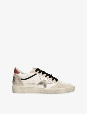 Golden Goose Womens  Ball Star 83252 Leather And Suede Trainers In White