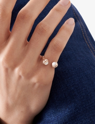 PIAGET: Possession 18ct Rose-Gold, Mother-Of-Pearl Cabochon And 0.02ct Brilliant-Cut Ring