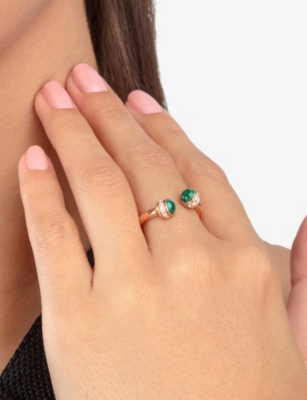 PIAGET: Possession 18ct Rose-Gold, Malachite And 0.21ct Brilliant-Cut Ring