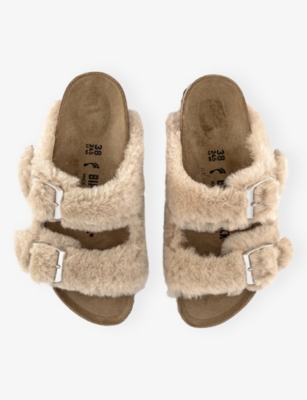 Birkenstock Womens Arizona Suede And Shearling Sandals Sandcastle Eur 37 / 4 Uk In Brown