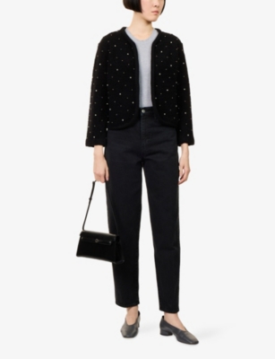 Frame Womens  The Neat Tapered-leg Denim Jeans In Black