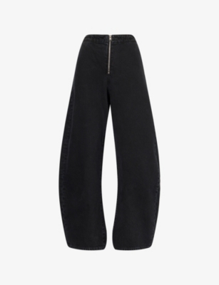 Frame Womens  The Zip Barrel-leg Denim Jeans