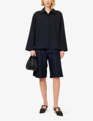 FRAME: The Tailored Wide-Leg Denim Shorts