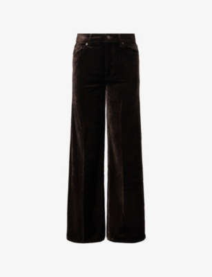 Frame Womens Dark Clove Velvet Le Slim Palazzo Velvet Jeans In Black