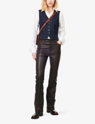 Frame Womens Carob The Leather Reboot Trousers In Brown