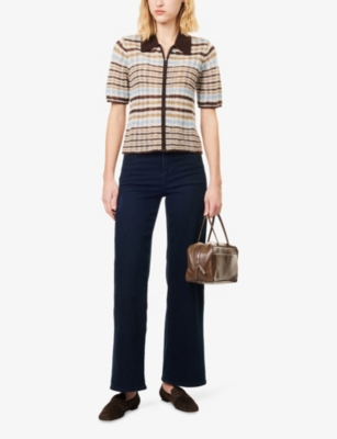 Frame Womens Century Le Slim Palazzo Wide-leg Stretch-denim Blend Jeans In Blue