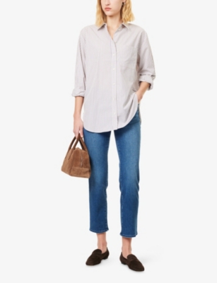 Frame Womens Reign Le Sleek Straight-leg Stretch-denim Blend Jeans In Blue