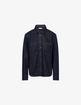 Frame Womens  The Polished Long-sleeves Denim Shirt In Blue