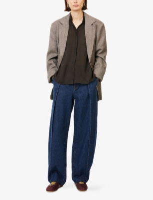 FRAME: The Bowed Barrel-Leg Denim Trousers