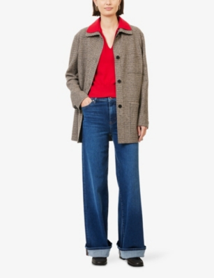 Frame Womens  Le Slim Palazzo Long Wide-leg Stretch-denim Blend Jeans In Blue