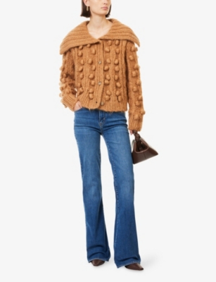 Frame Womens The Icon Long Flared Stretch-denim Blend Jeans Foxley In Blue