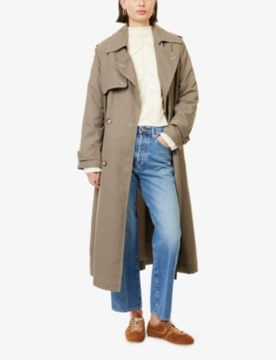 Frame Womens The Cable Funnel-neck Wool Jumper Cream In White