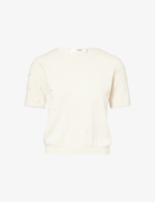 FRAME: The Droplet Short-Sleeves Silk And Cotton Jumper