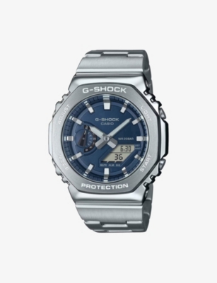 G-shock Mens Gm-2110d-2ber Stainless-steel Quartz Watch Silver / Blue In Metallic