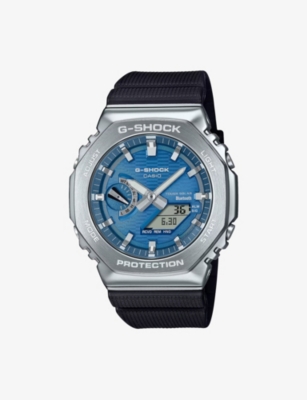 G-shock Mens Gbm-2100a-2ber Stainless-steel And Resin Quartz Watch Blue/ Black In Black