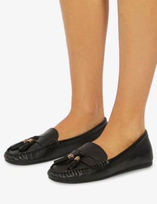 Dune Womens Geen Leather Penny Loafers Black Leather Eur 36 / 3 Uk In Black