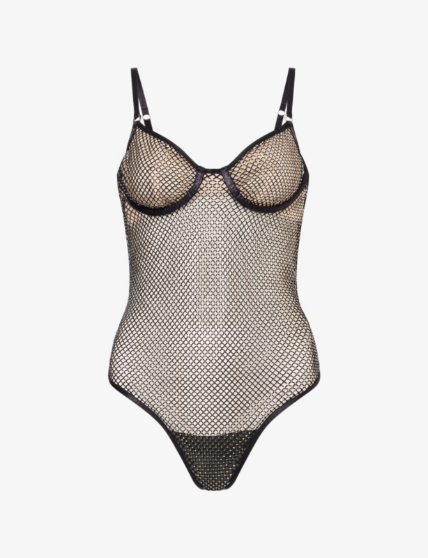 Noor Wired Diamante Sheer-Mesh Bodysuit