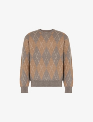 FRAME: Argyle-Pattern Crewneck Knitted Jumper