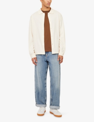 FRAME: Relaxed-Fit Long-Sleeves Cotton-Piqué Polo Shirt