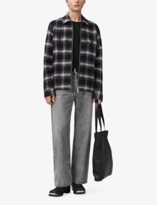 Allsaints Organic Cotton Check Bayo Jacket In Black