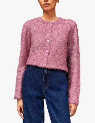 RO&ZO: Sparkle Round-Neck Knitted Cardigan