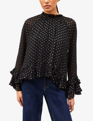 RO&ZO: Collared Frill-Sleeve Woven Blouse